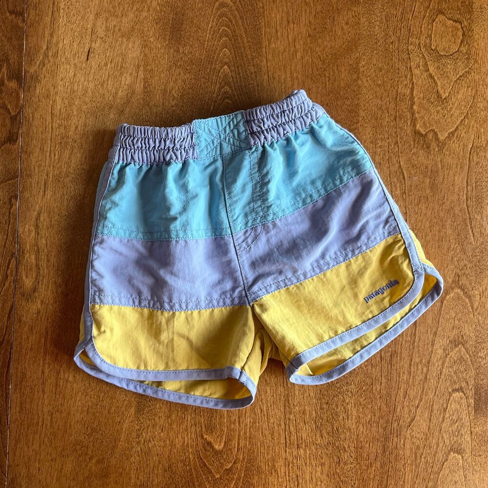 Patagonia Kids Swim Trunks - Blue, Gray, Yellow
